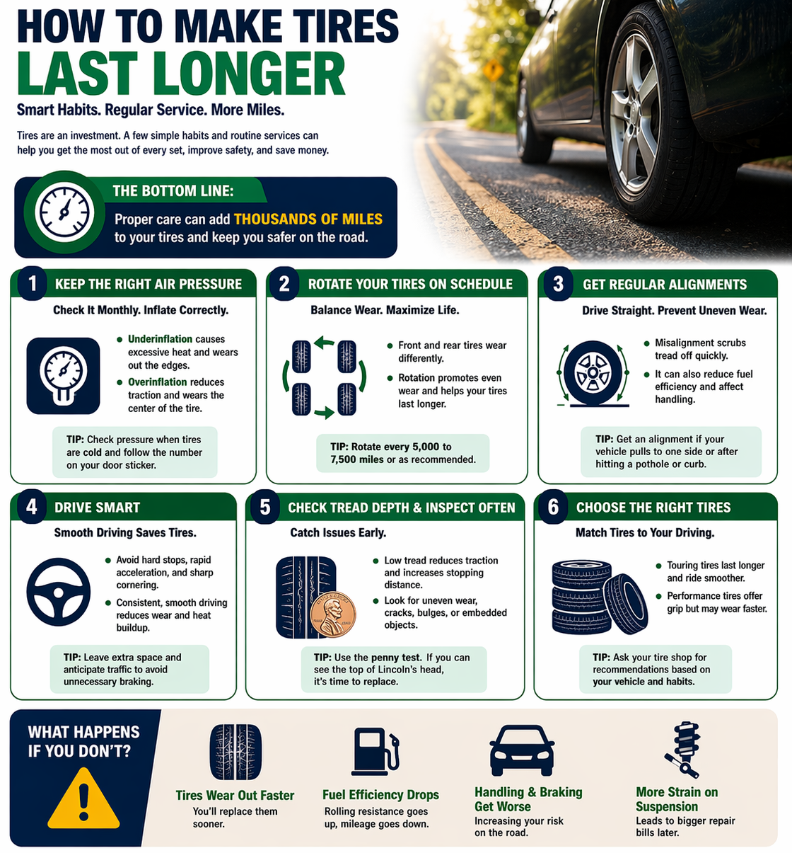 how to make tires last longer infographic